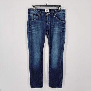 Hudson Jeans Sz 28 Dark Wash 5 Pocket HEMMED Back Flap Pocket Style W429DKC